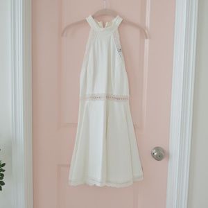 EUC! White Halter Mini Dress with Crochet Details
